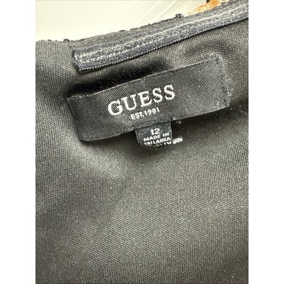 GUESS Womens Size 12 Off-The-Shoulder Lace Midi Cocktail Dress Black Floral New - Picture 9 of 14